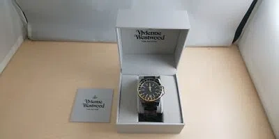 Pre-owned Vivienne Westwood Analog Watch Men's Orb Black ? Gold Vv048gdbk