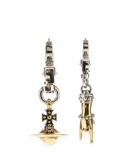Vivienne Westwood Anatoly Orb And Hand-motif Earrings In Metallic