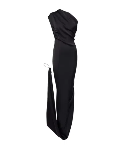 Vivienne Westwood Andreas Draped One-shoulder Satin Gown In Black