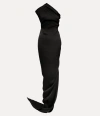 Vivienne Westwood Long One Shoulder Draped Satin Dress In Black