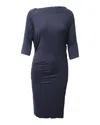 Vivienne Westwood Anglomania Draped Long Sleeve Dress In Navy Blue Viscose In Blue