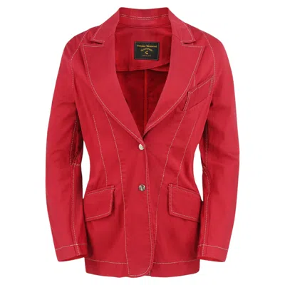 Pre-owned Vivienne Westwood Anglomania Red Cotton Blazer It 42 / Fr 38 / Us 8