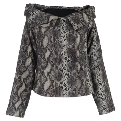 Vivienne Westwood Anglomania Snake Printed Coat In Animal Print Polyester In Black