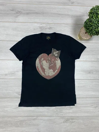 Pre-owned Vivienne Westwood Anglomania Vintage Heart World T-shirt In Black