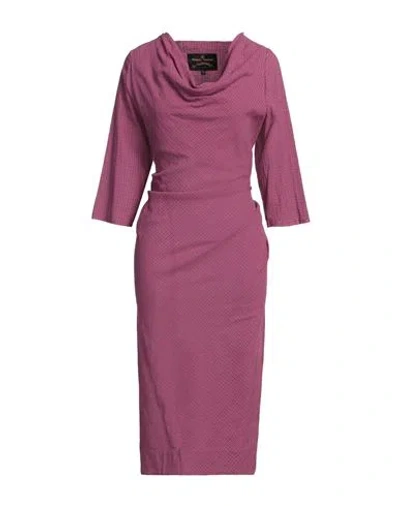 Vivienne Westwood Anglomania Woman Midi Dress Magenta Size 4 Cotton In Pink
