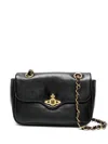 Vivienne Westwood Womens Black Anita Logo-plaque Chain Leather Shoulder Bag In Schwarz