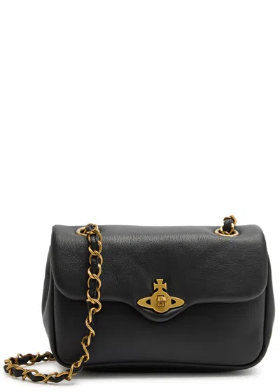 Vivienne Westwood Anita Grained Leather Shoulder Bag In Black