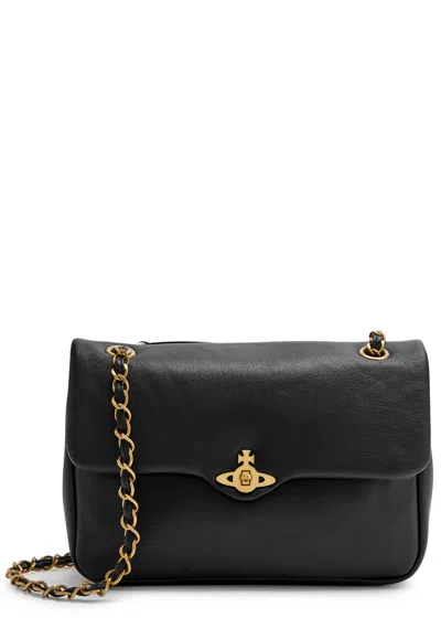 Vivienne Westwood Anita Medium Leather Shoulder Bag In Black