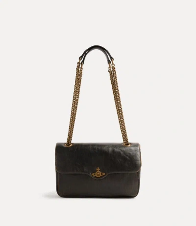 Vivienne Westwood Anita Medium Shoulder Bag Laser Line Leather Black-beige