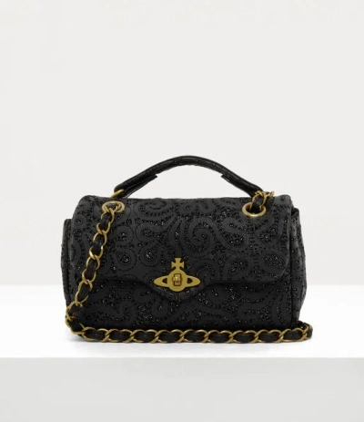Vivienne Westwood Anita Small Chain Shoulder Bag Lacy Leather Black