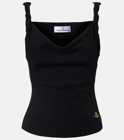 Vivienne Westwood Anna Sleeveless Top Draped Neckline Fitted In Black