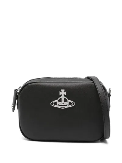 Vivienne Westwood Anna Textured Crossbody Bag In Black