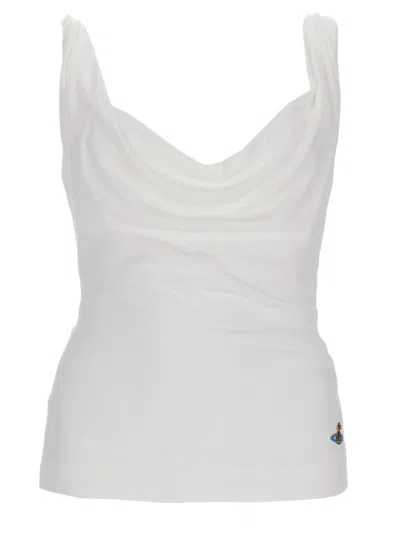 Vivienne Westwood Anna Draped Cowl Neck Viscose Top In White