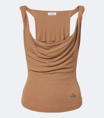 Vivienne Westwood Anna Draped Knitted Tank Top In Brown