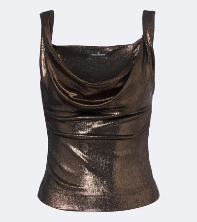 Vivienne Westwood Draped Metallic-effect Top In Brown