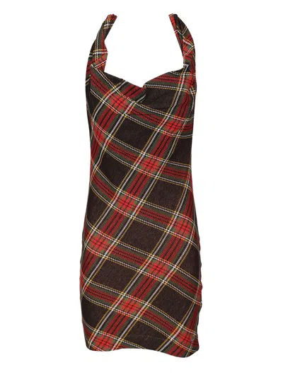 Vivienne Westwood Sleeveless Square Neckline Tartan Dress In Multi