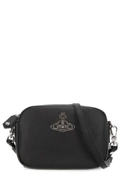 Vivienne Westwood Anna Logo Plaque Crossbody Bag In Black