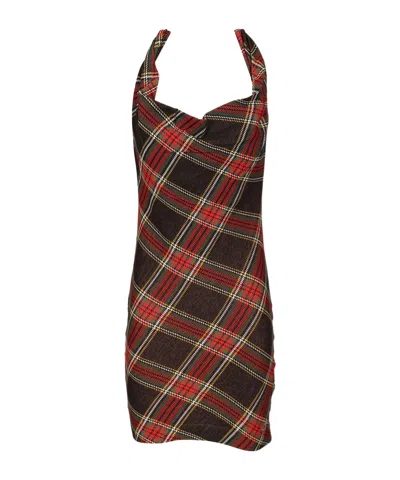Vivienne Westwood Sleeveless Square Neckline Tartan Dress In Multi