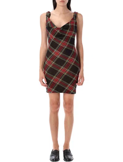 Vivienne Westwood Sleeveless Square Neckline Tartan Dress In Multi