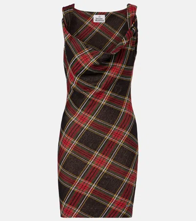Vivienne Westwood Anna Plaid Cotton Minidress In Brown