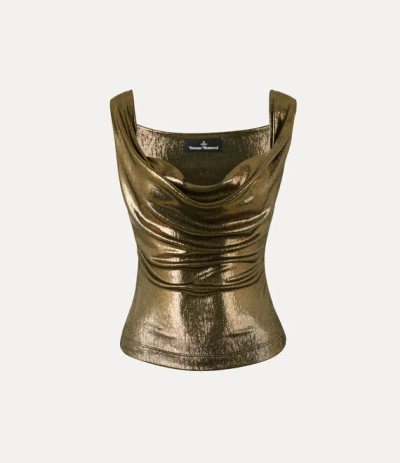 Vivienne Westwood Anna Top Metallic Jersey Bronze Xl Women In Gold
