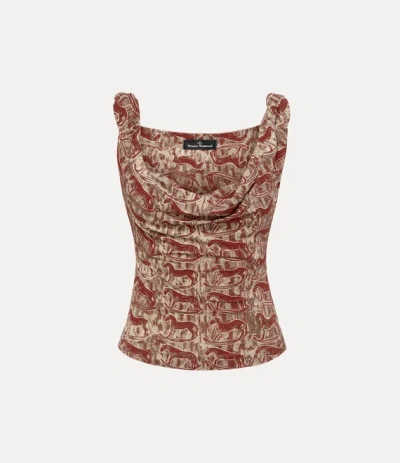 Vivienne Westwood Anna Top Print Fluid Jersey Red-rocking-horses Xl Women In Brown