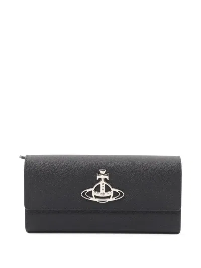 Pre-owned Vivienne Westwood Annie Bi-fold Long Wallet In Black