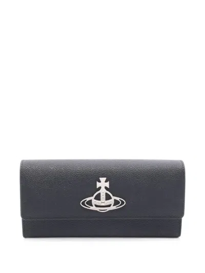 Pre-owned Vivienne Westwood Annie Orb Bi-fold Wallet In Black