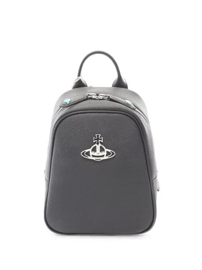 Pre-owned Vivienne Westwood Annie Orb-plaque Backpack In Black