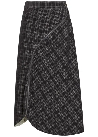 Vivienne Westwood Aperitive Plaid Cotton Midi Skirt In Gray