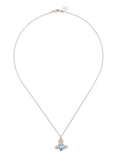 Vivienne Westwood Aquamarine Heart Orb Necklace In Metallic