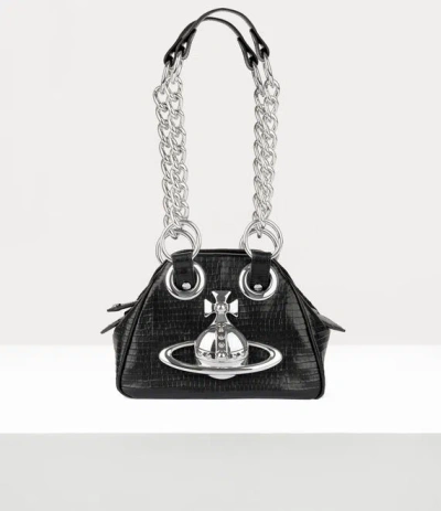 Vivienne Westwood Archive Chain Handbag Mini Croc-embossed Black