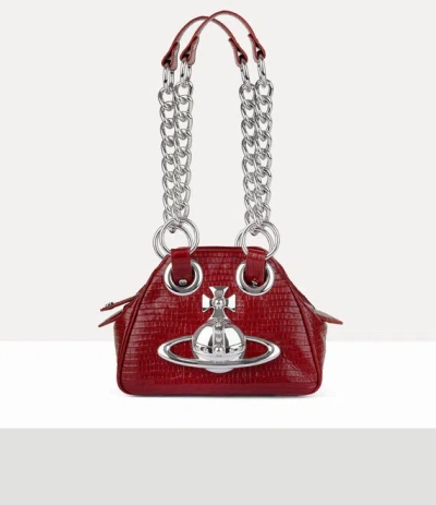Vivienne Westwood Archive Chain Handbag Mini Croc-embossed Red