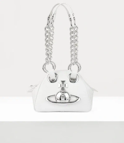 Vivienne Westwood Archive Chain Handbag Mini Croc-embossed White