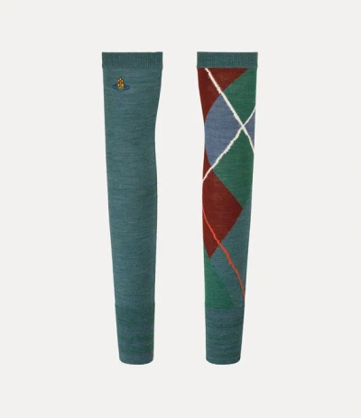Vivienne Westwood Argyle Arm Warmers Wool Multi One Size Unisex In Green