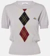 Vivienne Westwood Mens Pigeon Grey Argyle-pattern Orb-embroidery Cotton-blend Knitted Top In Grey