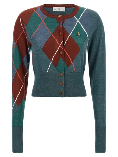 Vivienne Westwood Argyle Cropped Cardigan In Multi
