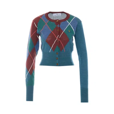 Pre-owned Vivienne Westwood Argyle Cropped Cardigan 'multicolor' | Multi-color | Women's Size S