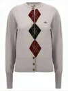 Vivienne Westwood Argyle Knit Cardigan With Wooden Button Closure In Multi