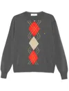 Vivienne Westwood Grey Crew Neck Sweater With Diamond Pattern Knitwear Grey In Grey