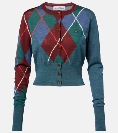 Vivienne Westwood Logo-embroidered Checked Wool And Cotton-blend Cardigan In Multi