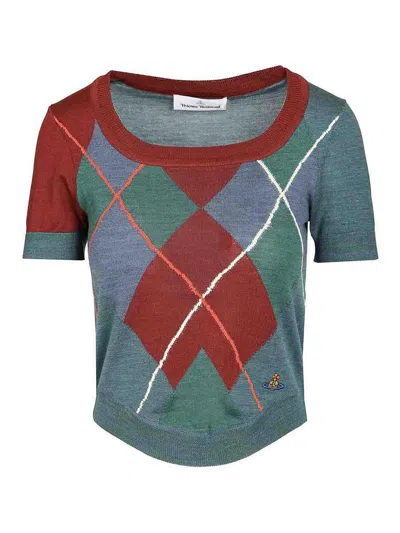 Vivienne Westwood Argyle Wool And Cotton Sweater In Multi