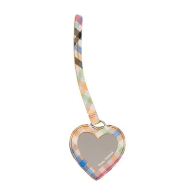 Vivienne Westwood Argyle Wool Heart Mirror Keychain Charm In Multicolor