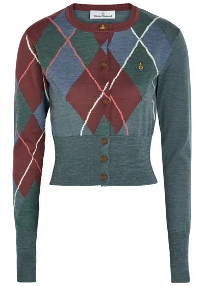 Vivienne Westwood Argyle Wool-blend Cardigan In Multi
