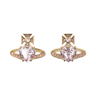 Pre-owned Vivienne Westwood Ariella Earrings 'gold/light Pink' | Women's Size Onesize