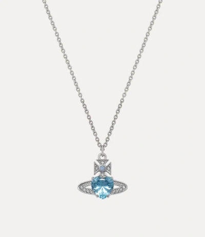 Vivienne Westwood Ariella Pendant Necklace Platinum-aquamarine-cz-light-sapphire-black Platinum-aquamarine-cz-light-sa