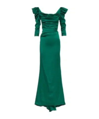 Vivienne Westwood Astral Draped Satin Gown In Green