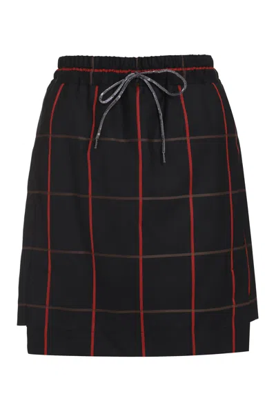 Vivienne Westwood Asymmetric Check Pattern Wool Skirt For Women In Black
