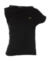 Vivienne Westwood 'hebo' Black T-shirt With Asymmetric Ruched Short Sleeves And Orb Logo On The Front In Black
