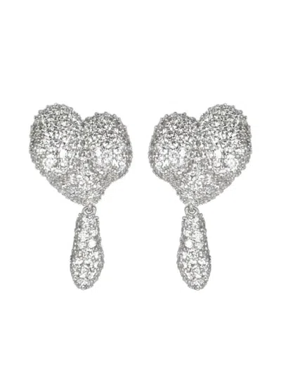 Vivienne Westwood Asymmetric Heart Drop Earrings In Metallic
